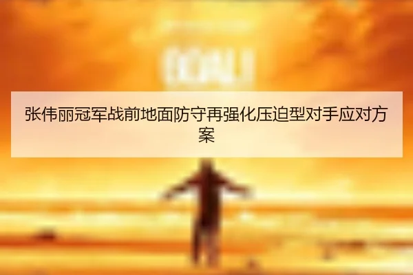 张伟丽冠军战前地面防守再强化压迫型对手应对方案